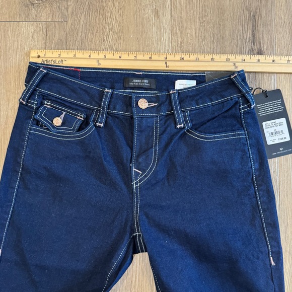 True Religion Jennie Curvy Mid Rise Super Skinny Dark Wash Jeans Size 26 NWT - Picture 5 of 10
